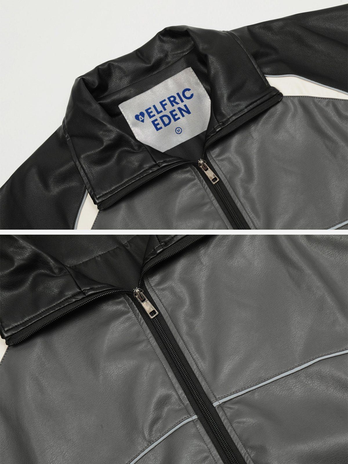 Aelfric Eden Patchwork Color Blocking Leather Jacket sold by Aelfric Eden product image thumbnail 3