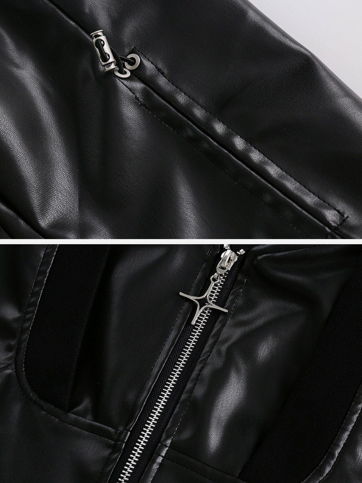 Aelfric Eden Solid Drawstring Leather Jacket sold by Aelfric Eden product image thumbnail 3