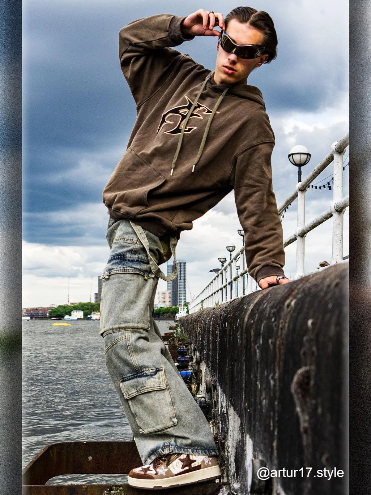 Aelfric Eden Oversized Embroidery Washed Pullover Hoodie sold by Aelfric Eden product image thumbnail 4