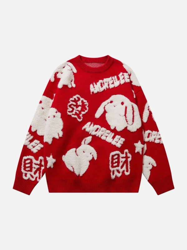 Aelfric Eden Plush Rabbit And Star Embroidery Sweater sold by Aelfric Eden