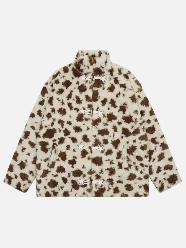 Aelfric Eden Leopard Star Button Sherpa Coat sold by Aelfric Eden