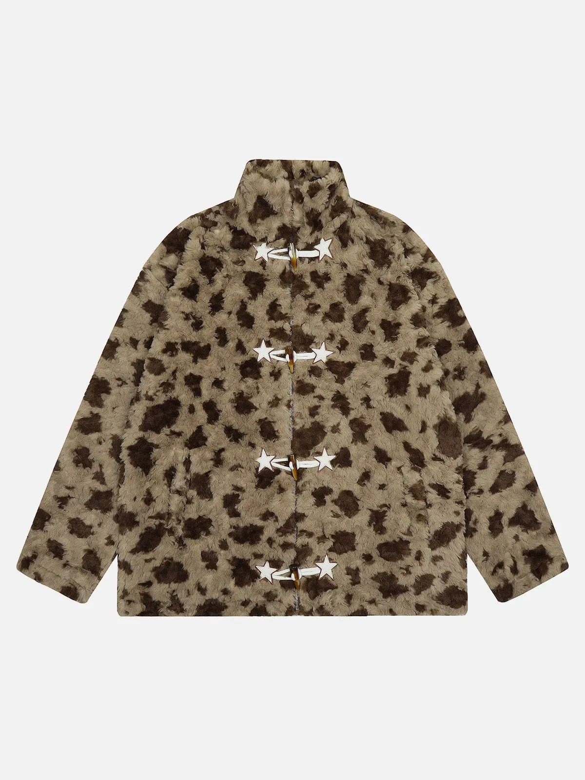 Aelfric Eden Leopard Star Button Sherpa Coat sold by Aelfric Eden product image thumbnail 2