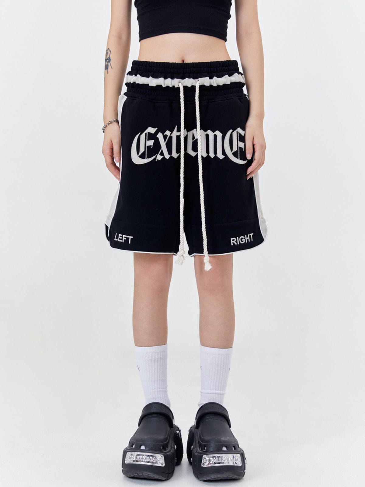 Aelfric Eden Patchwork Letter Embroidery Shorts sold by Aelfric Eden product image thumbnail 2