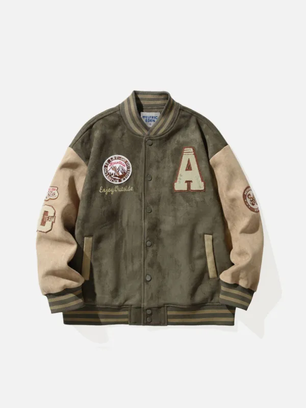 Aelfric Eden Suede Embroidery Varsity Jacket sold by Aelfric Eden