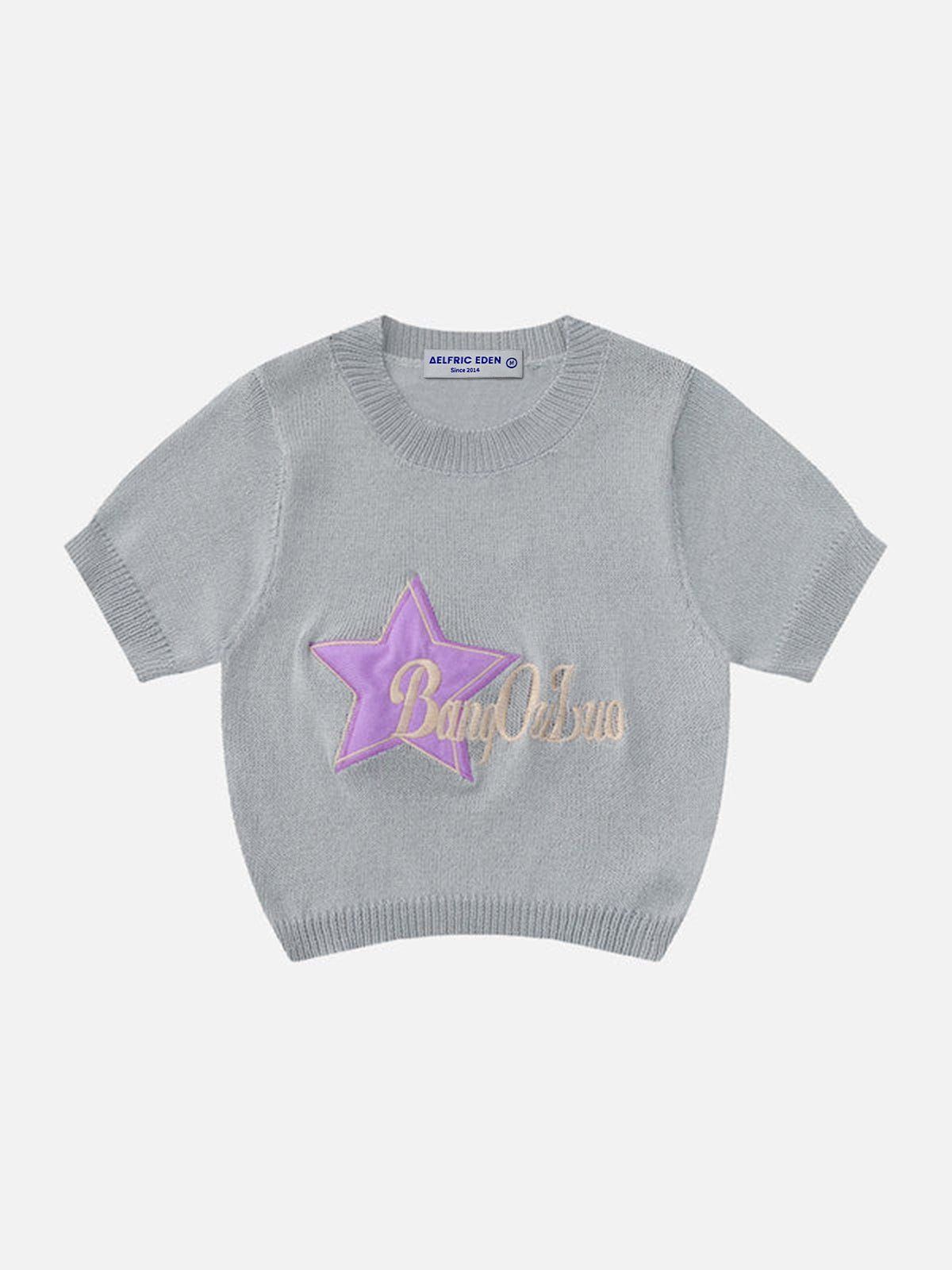 Star Letter Embroidery Tee sold by Aelfric Eden