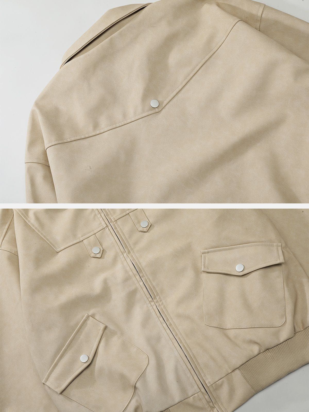 Aelfric Eden Slant Pocket Faux Leather Jacket sold by Aelfric Eden product image thumbnail 5