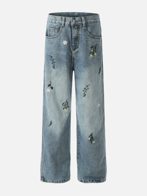 Aelfric Eden Embroidery Flower Washed Jeans sold by Aelfric Eden