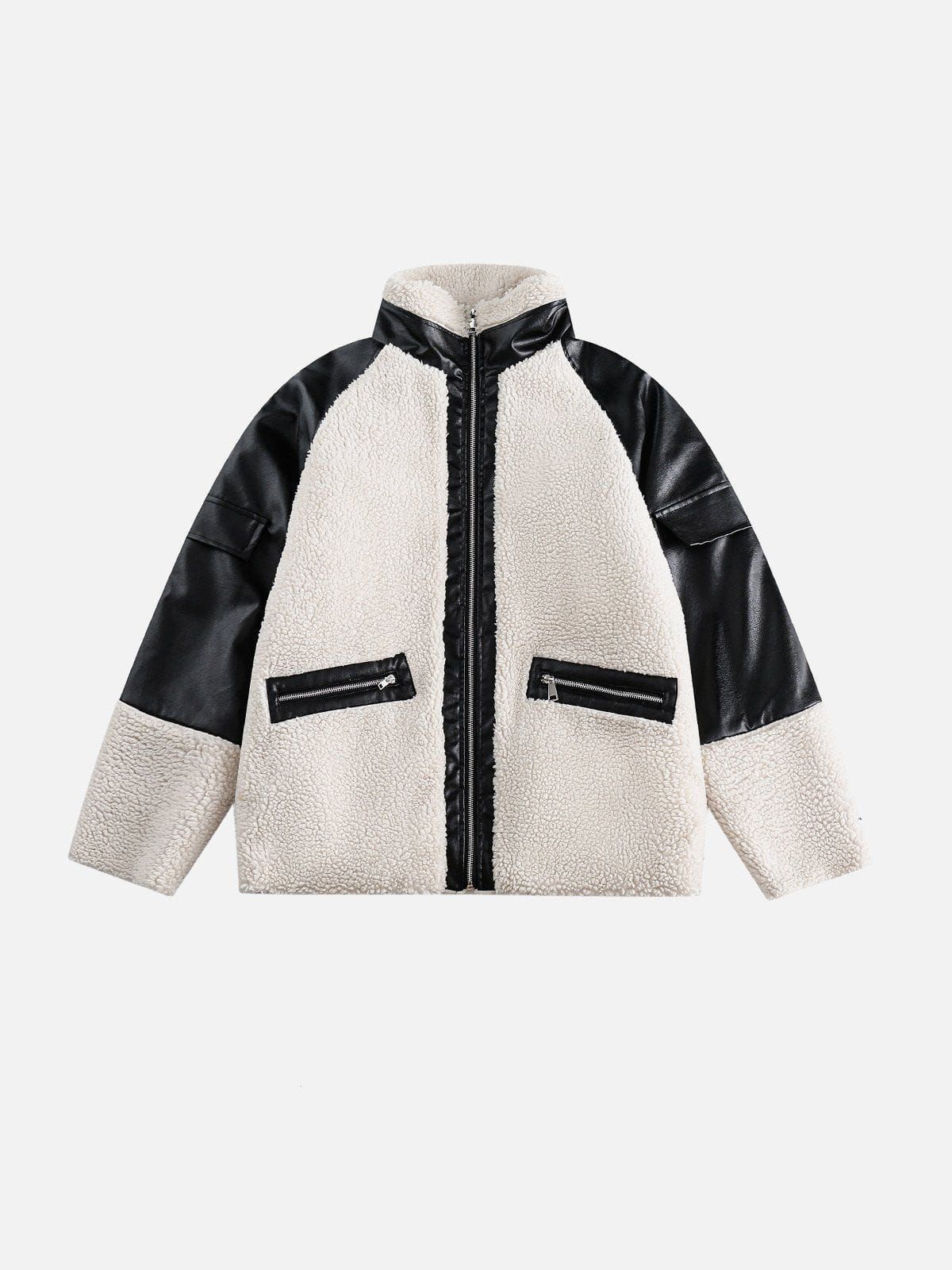 Aelfric Eden Faux Leather Patchwork Sherpa Coat sold by Aelfric Eden