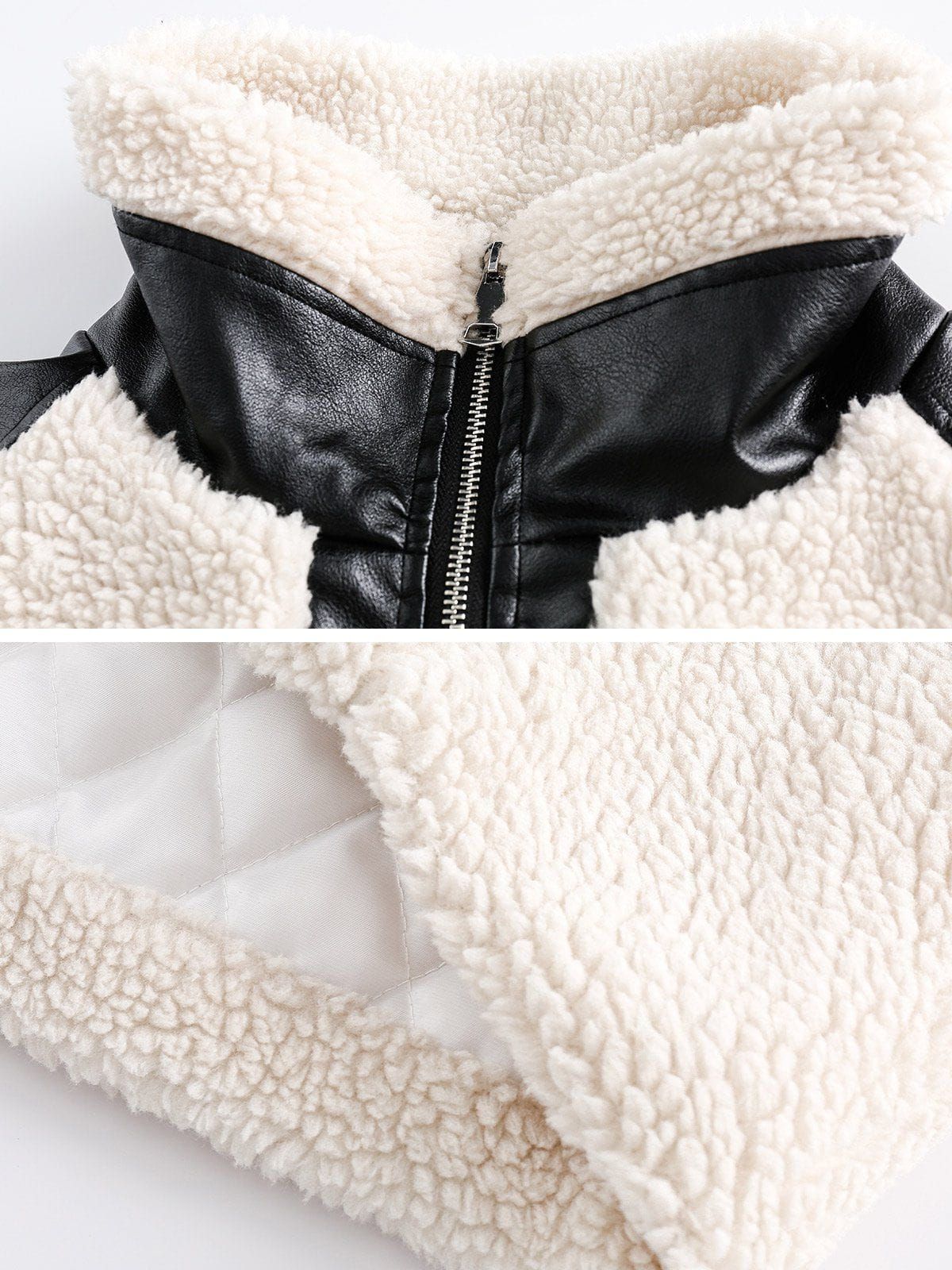 Aelfric Eden Faux Leather Patchwork Sherpa Coat sold by Aelfric Eden product image thumbnail 5