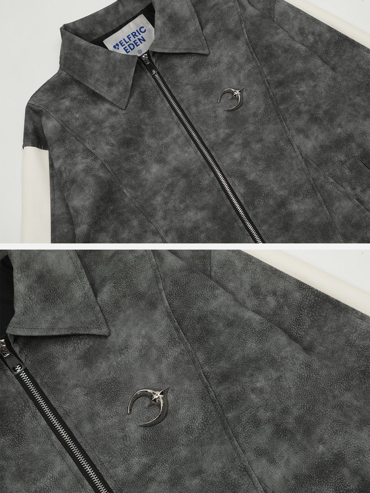 Aelfric Eden Texture Patchwork Faux Leather Jacket sold by Aelfric Eden product image thumbnail 5