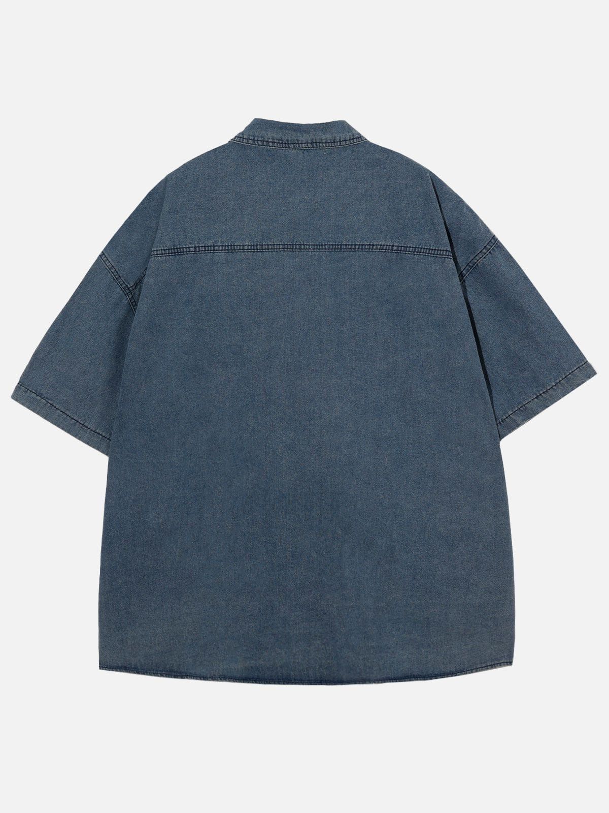 Aelfric Eden Embroidery Blossom Denim Short Sleeve Shirts sold by Aelfric Eden product image thumbnail 2