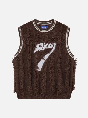 Aelfric Eden Fringe Tassels Letter Jacquard Sweater Vest sold by Aelfric Eden