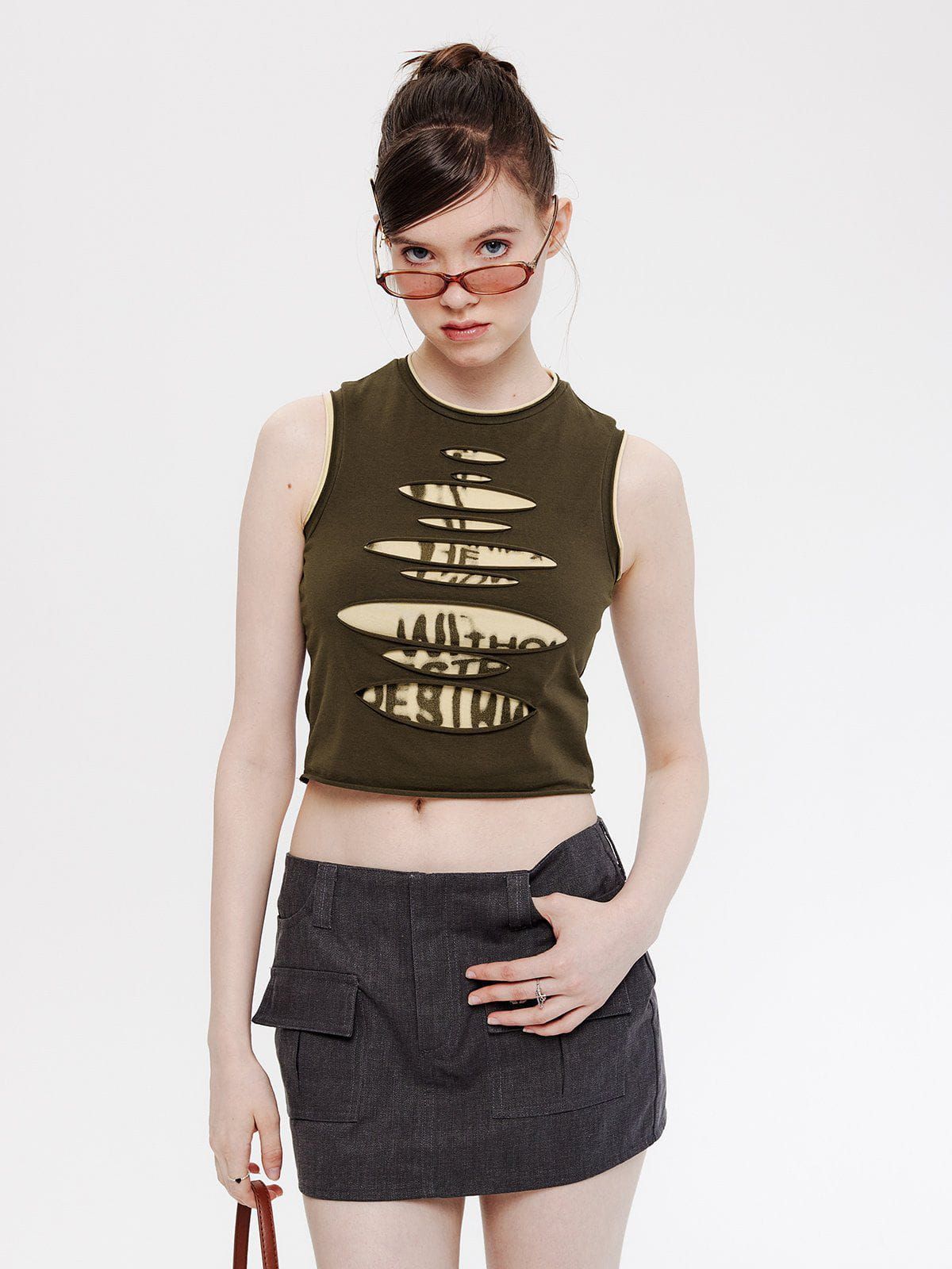 Color Blocking Cutout Tank Top sold by Aelfric Eden product image thumbnail 2