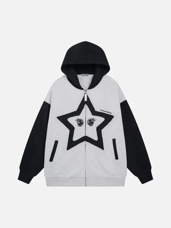 Aelfric Eden Color Blocking Star Applique Hoodie sold by Aelfric Eden