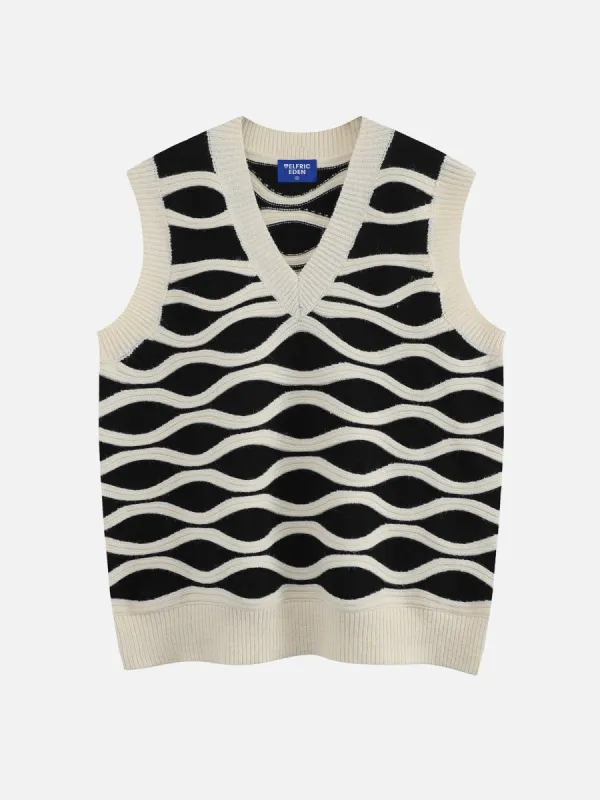 Aelfric Eden Wavy Striped V-Neck Sweater Vest sold by Aelfric Eden