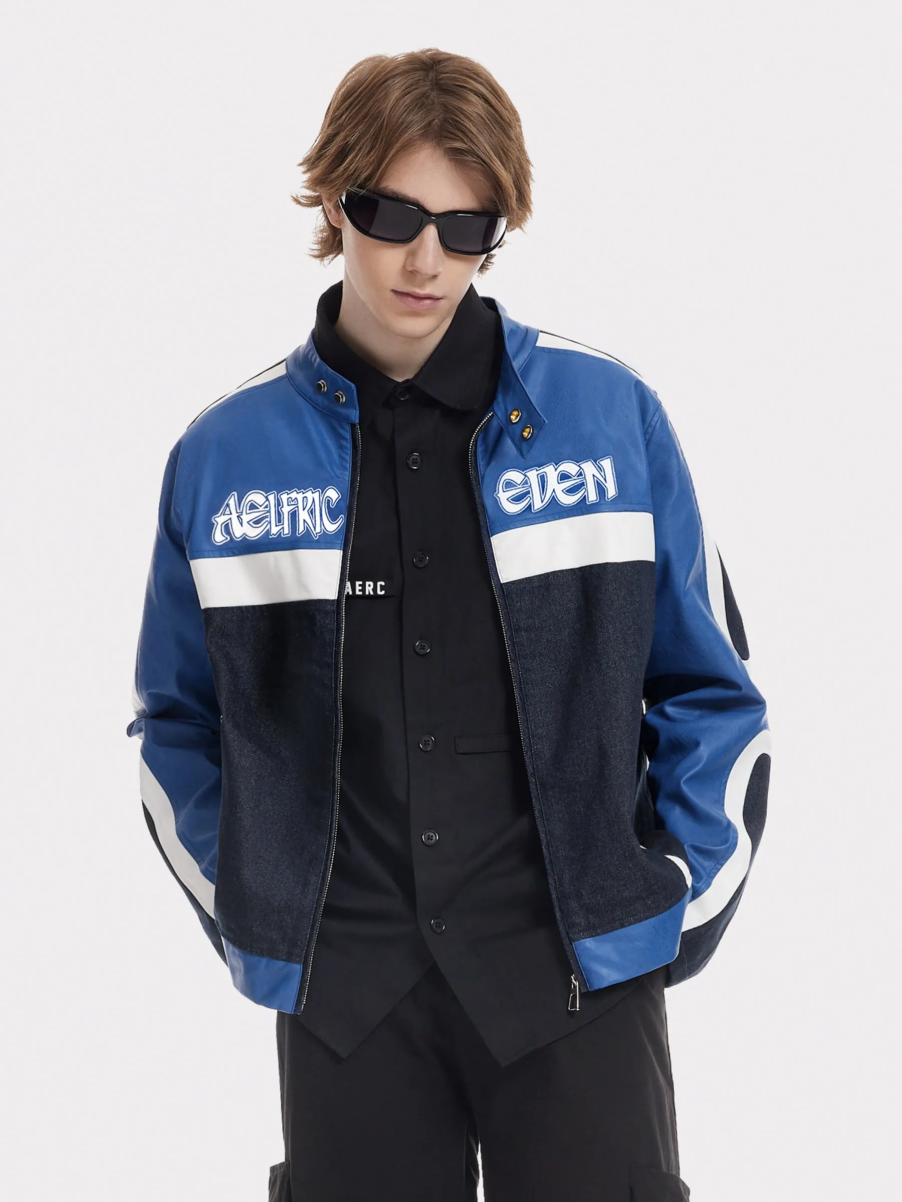 Aelfric Eden Denim Faux Leather Racing Jacket sold by Aelfric Eden