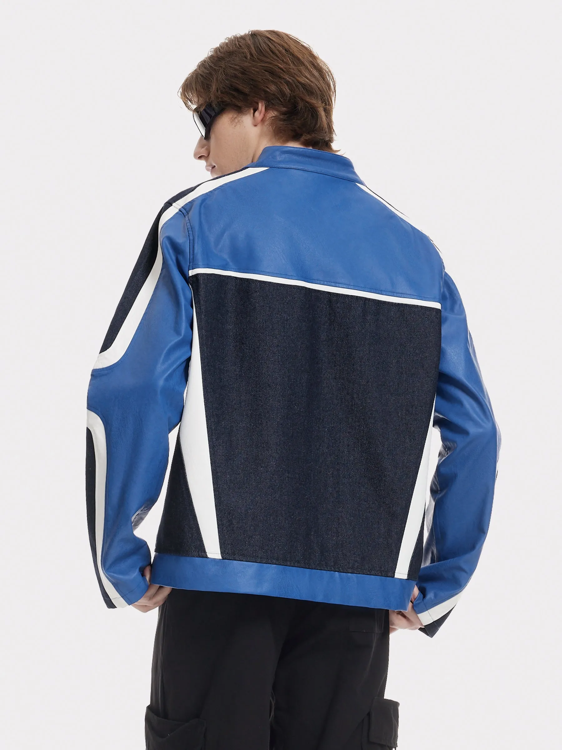 Aelfric Eden Denim Faux Leather Racing Jacket sold by Aelfric Eden product image thumbnail 5