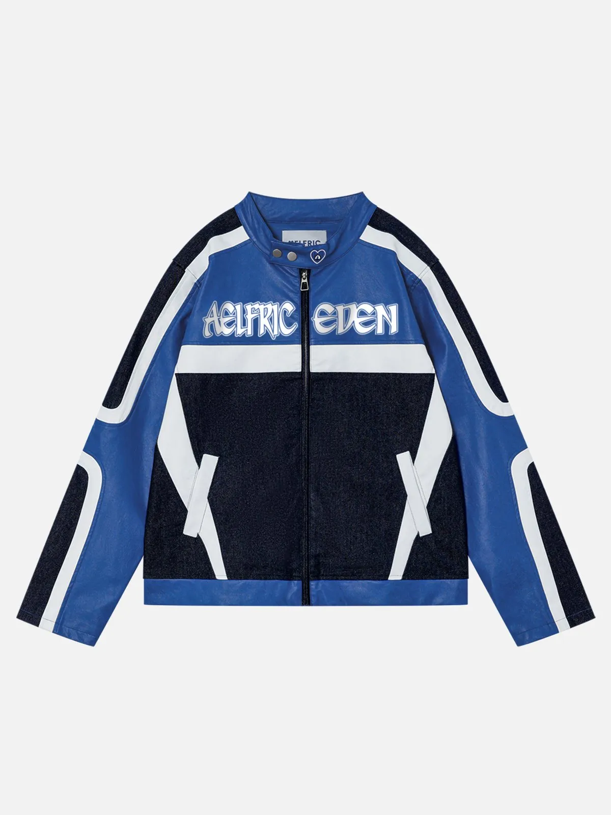 Aelfric Eden Denim Faux Leather Racing Jacket sold by Aelfric Eden product image thumbnail 2