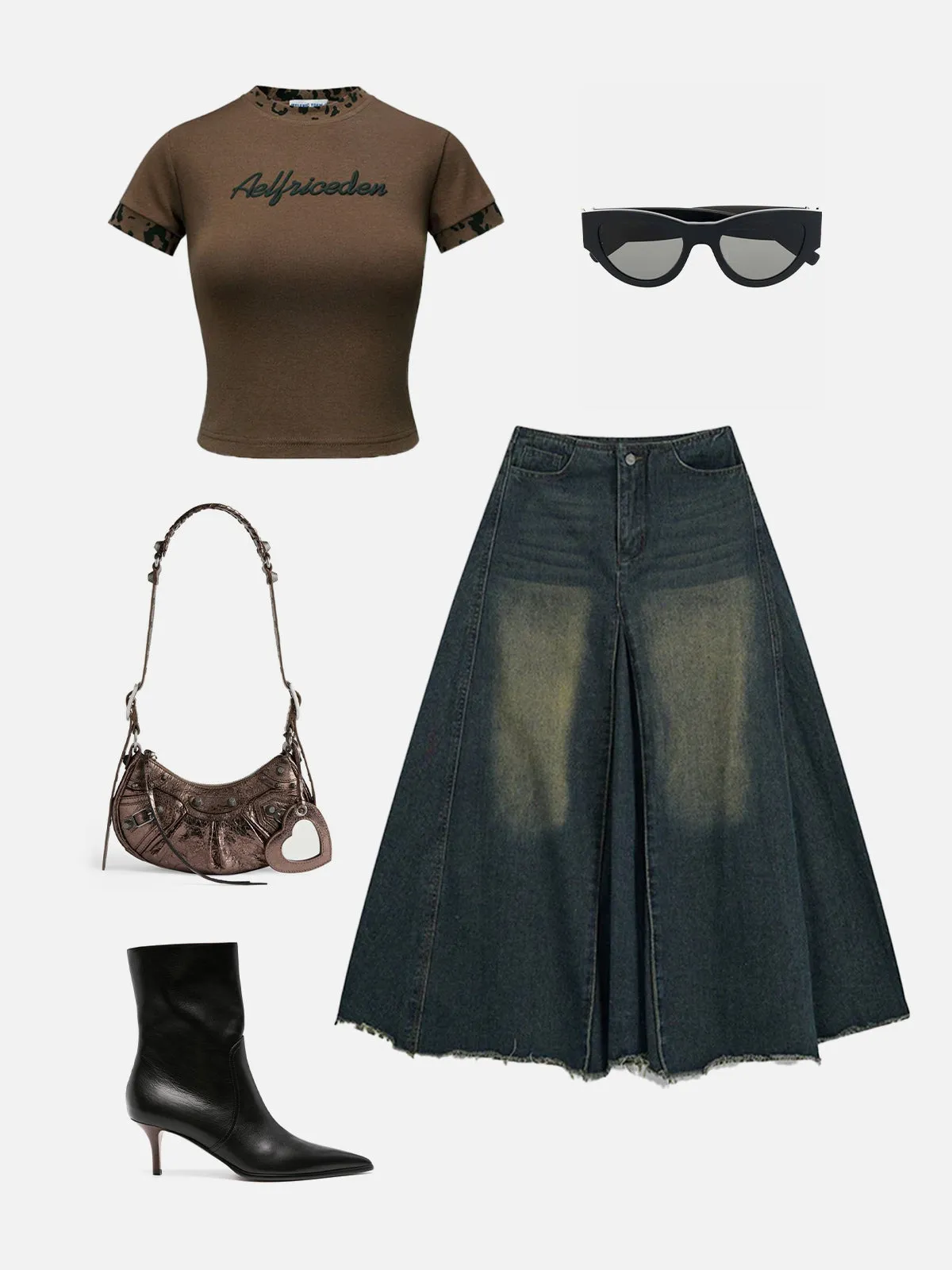 Aelfric Eden Slit Washed Denim Skirt sold by Aelfric Eden product image thumbnail 2