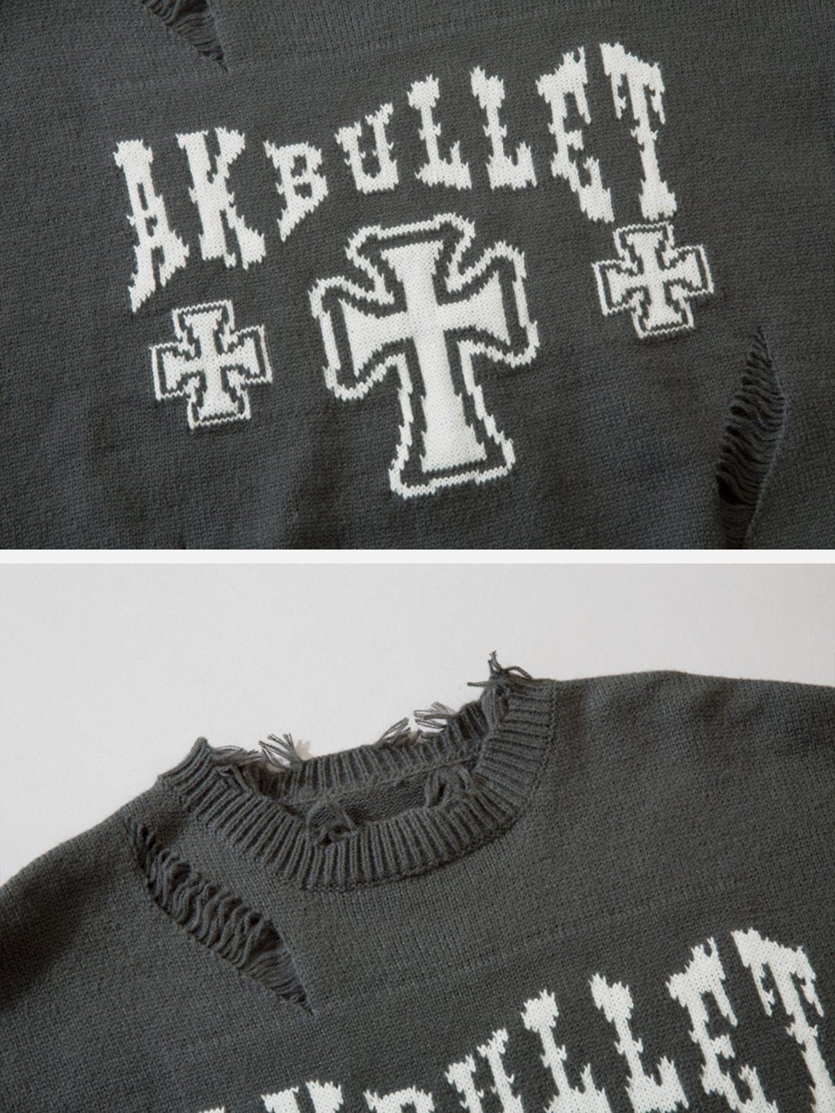 Aelfric Eden Cross Graphic Raw Edge Sweater sold by Aelfric Eden product image thumbnail 5