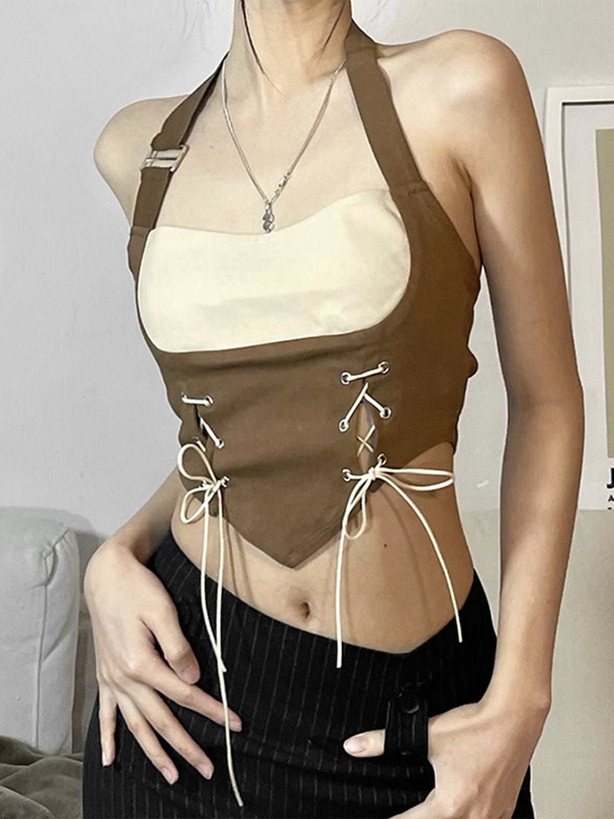 Aelfric Eden Contrast Slim Halter Cami Top sold by Aelfric Eden product image thumbnail 4