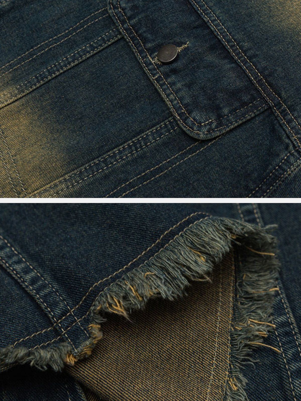 Aelfric Eden Fringe Hem Washed Denim Jacket sold by Aelfric Eden product image thumbnail 5