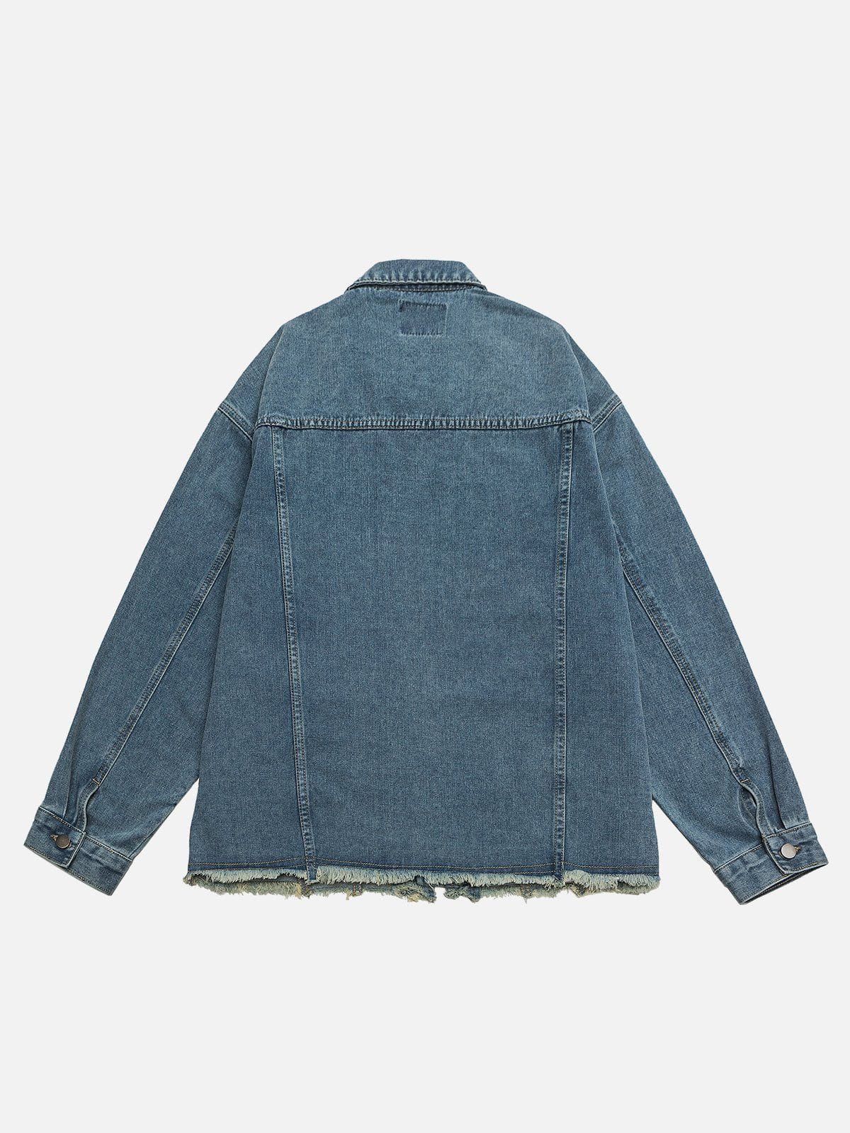 Aelfric Eden Fringe Hem Washed Denim Jacket sold by Aelfric Eden product image thumbnail 4