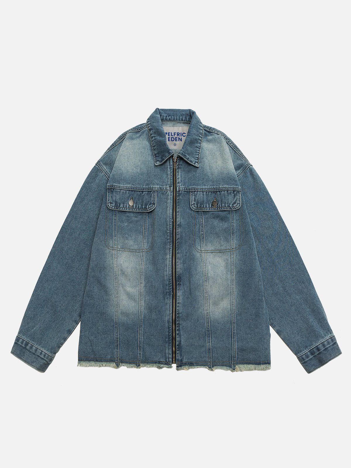 Aelfric Eden Fringe Hem Washed Denim Jacket sold by Aelfric Eden product image thumbnail 3