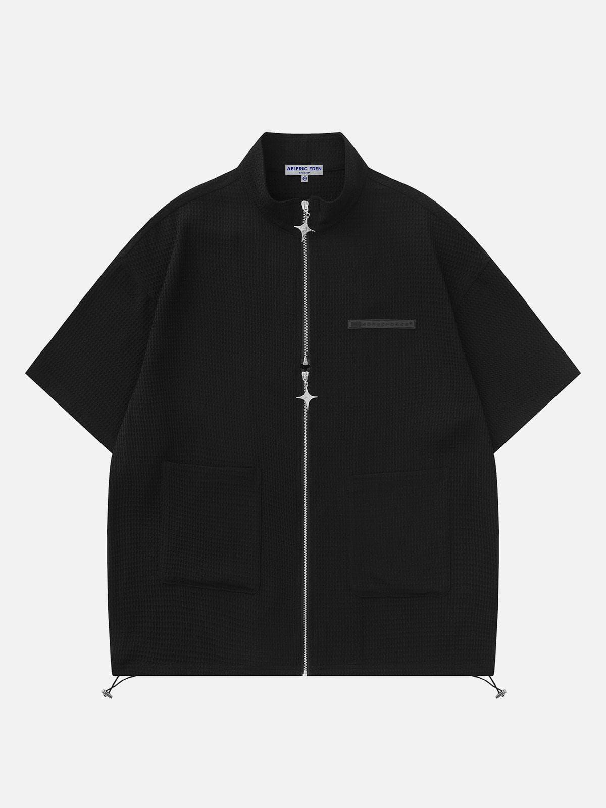 Aelfric Eden Solid Waffle Zipper Short Sleeve Shirts sold by Aelfric Eden product image thumbnail 3