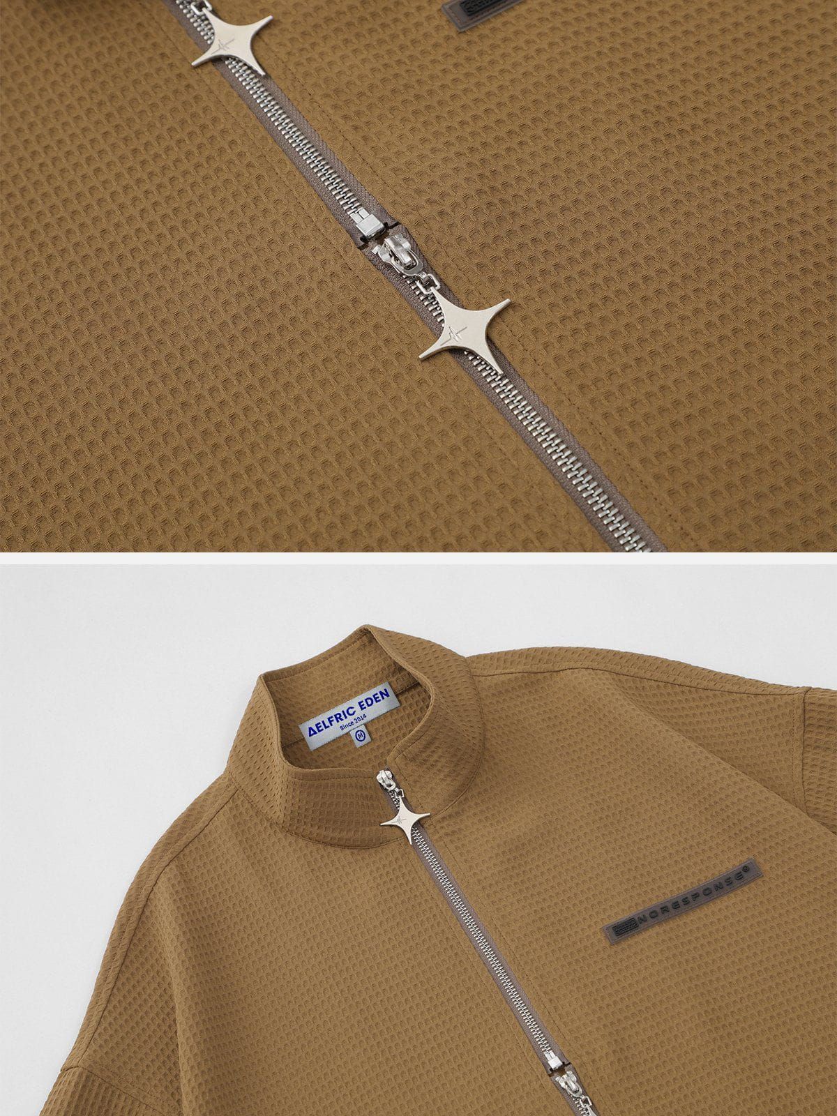 Aelfric Eden Solid Waffle Zipper Short Sleeve Shirts sold by Aelfric Eden product image thumbnail 5