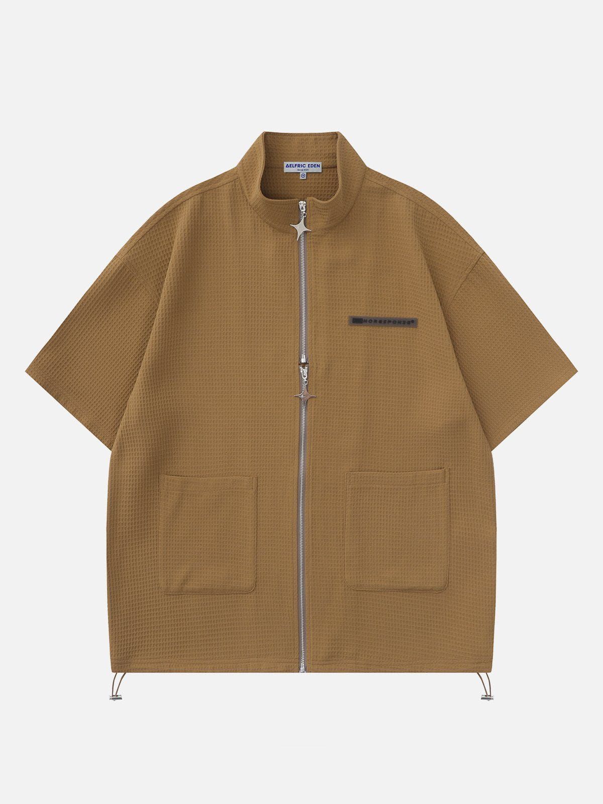 Aelfric Eden Solid Waffle Zipper Short Sleeve Shirts sold by Aelfric Eden