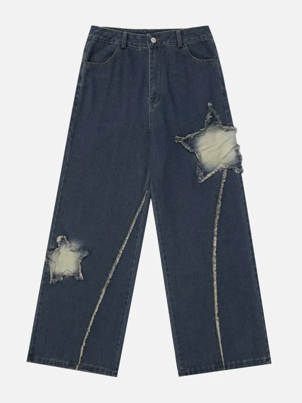 Aelfric Eden Washed Fringe Star Loose Jeans sold by Aelfric Eden