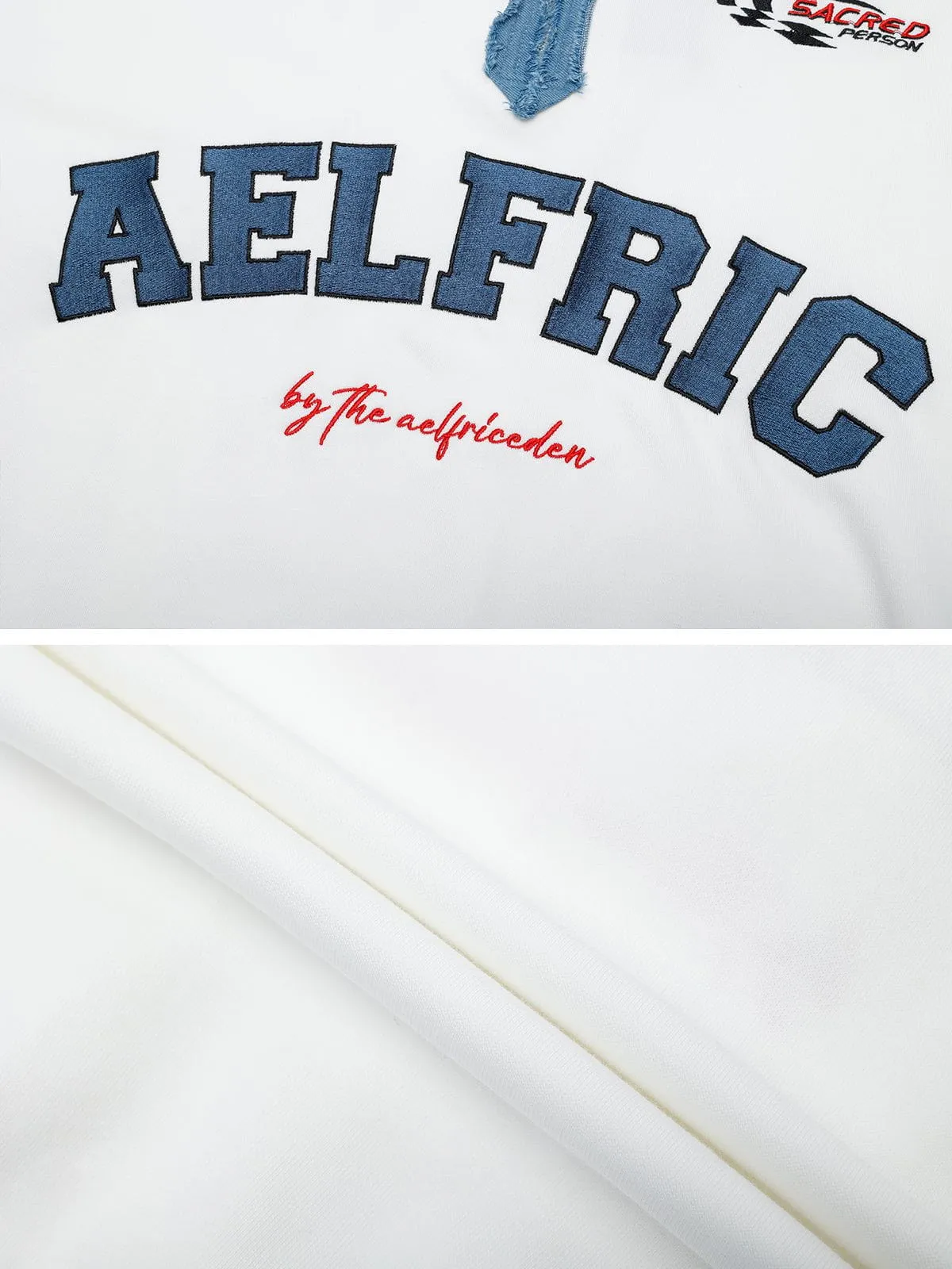 Aelfric Eden Embroidery Patchwork Polo Sweatshirt sold by Aelfric Eden product image thumbnail 5