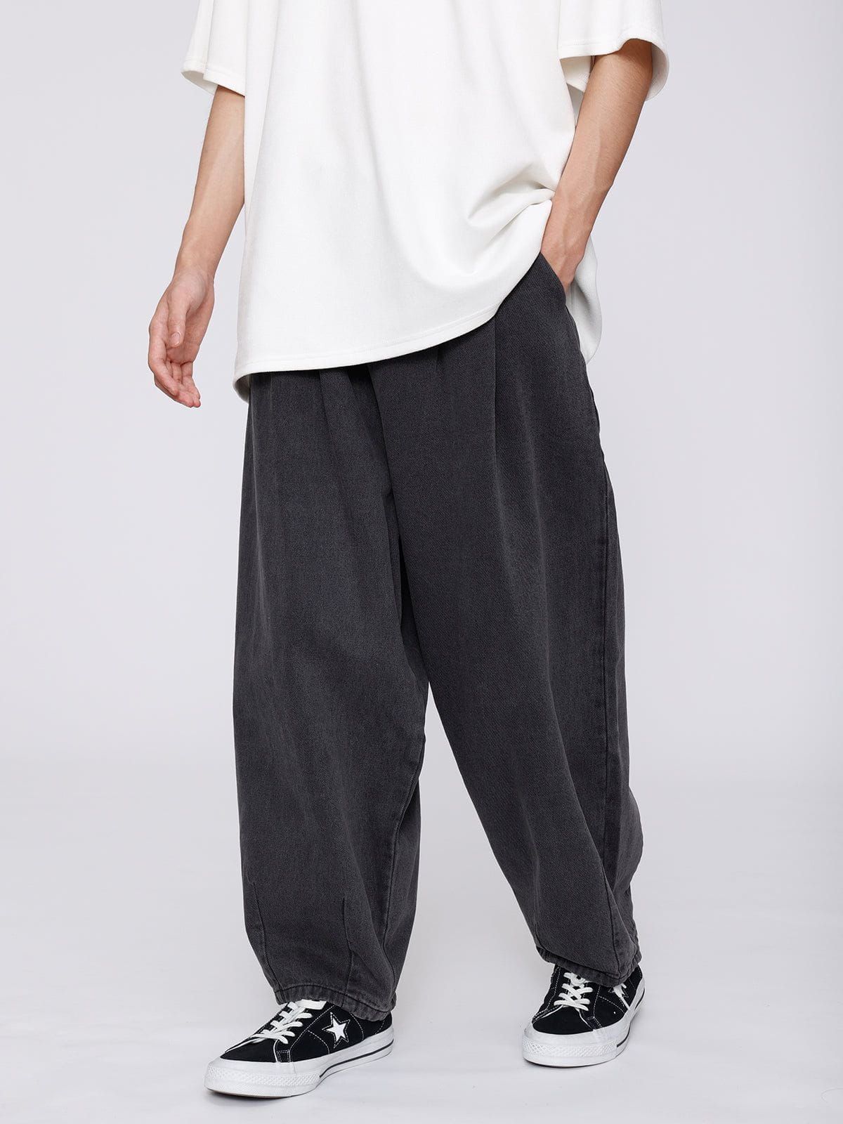 Basic Solid Loose Tapered Wide-leg Jeans sold by Aelfric Eden product image thumbnail 5