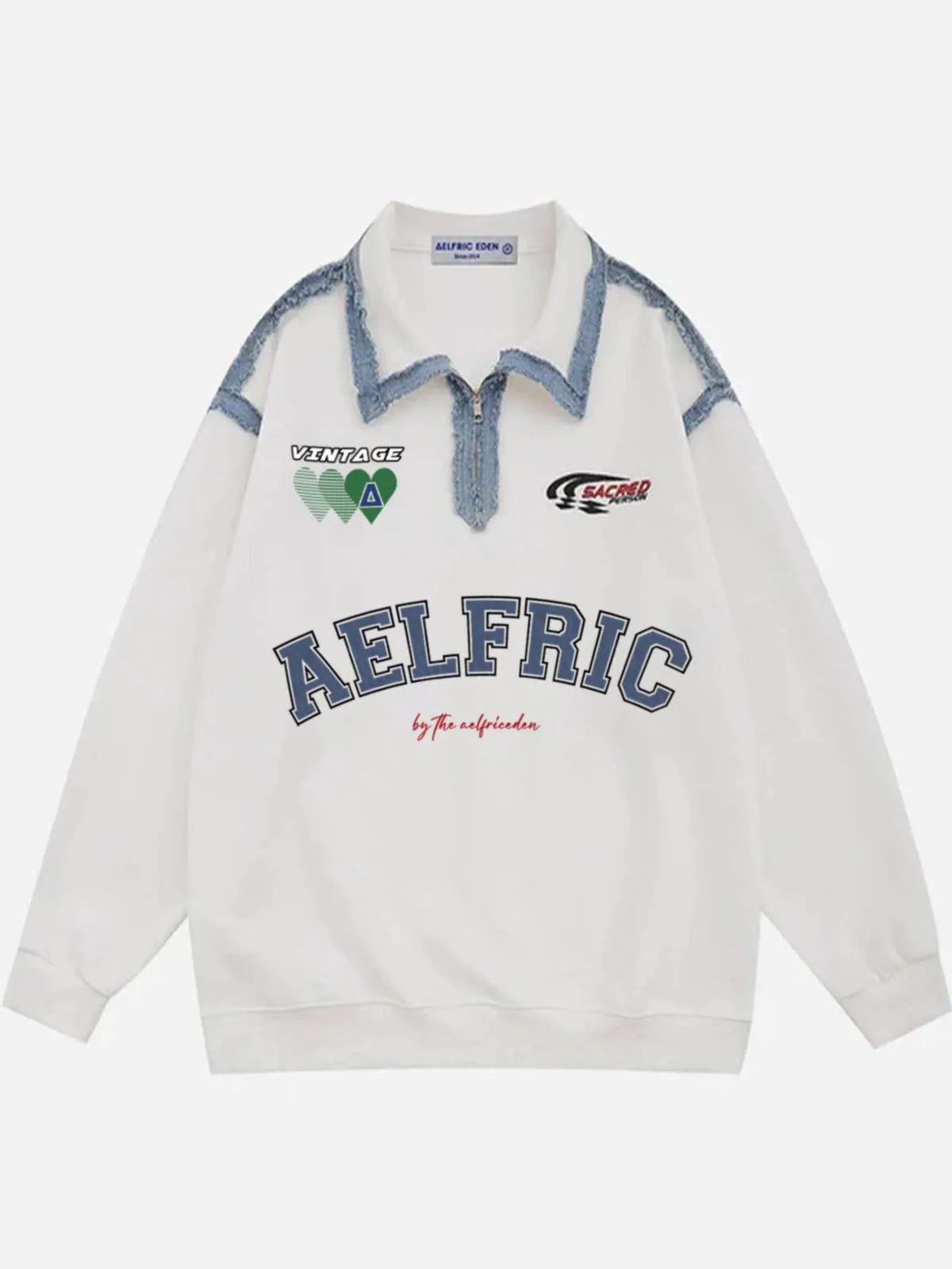 Aelfric Eden Embroidery Patchwork Polo Sweatshirt sold by Aelfric Eden product image thumbnail 2