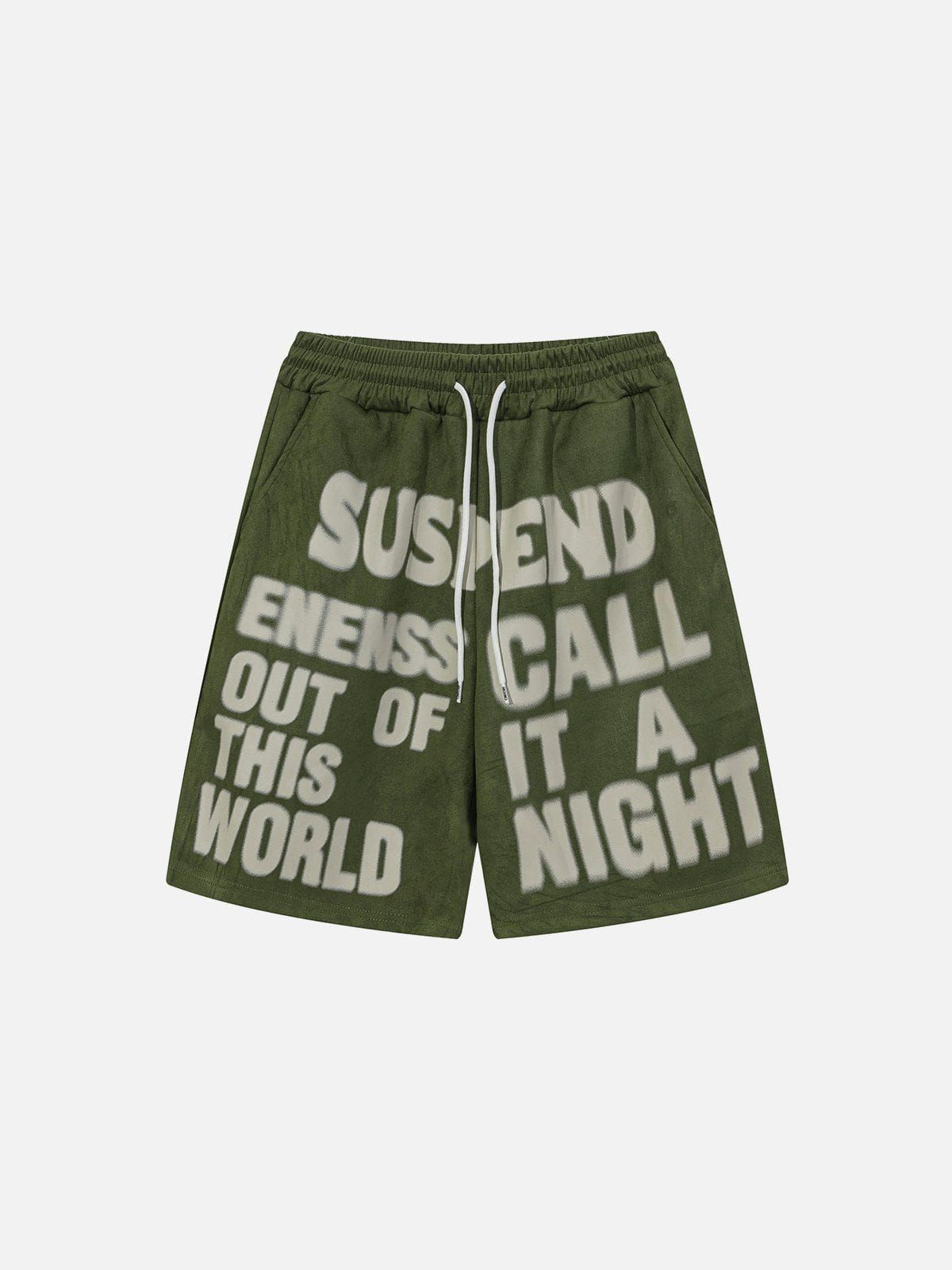 Aelfric Eden Blurry Letter Print Suede Shorts sold by Aelfric Eden