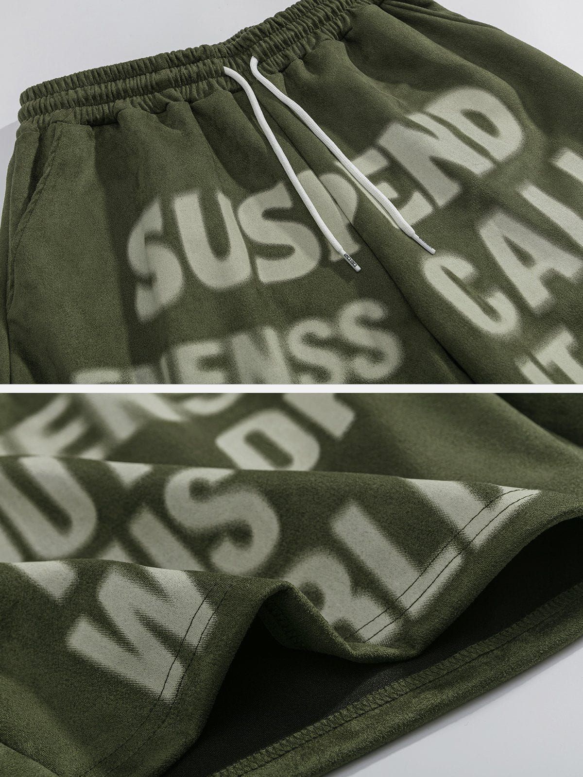 Aelfric Eden Blurry Letter Print Suede Shorts sold by Aelfric Eden product image thumbnail 4