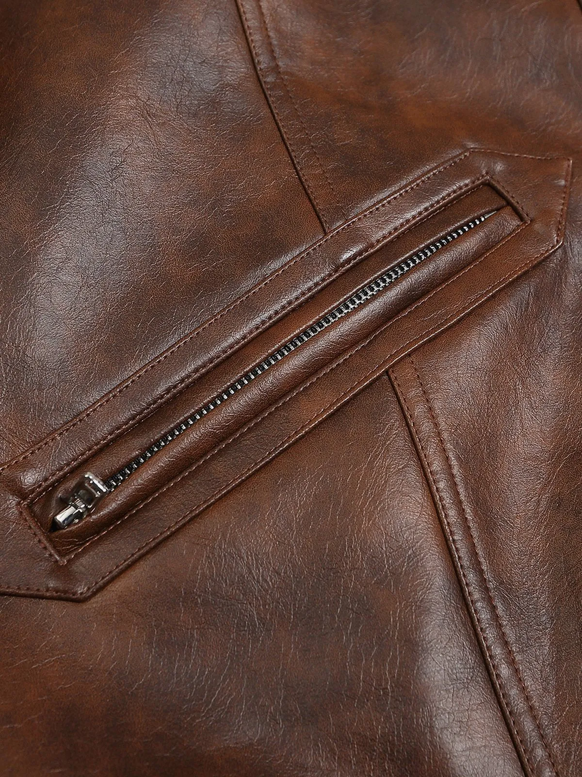 Aelfric Eden Plush Collar Faux Leather Jacket sold by Aelfric Eden product image thumbnail 4