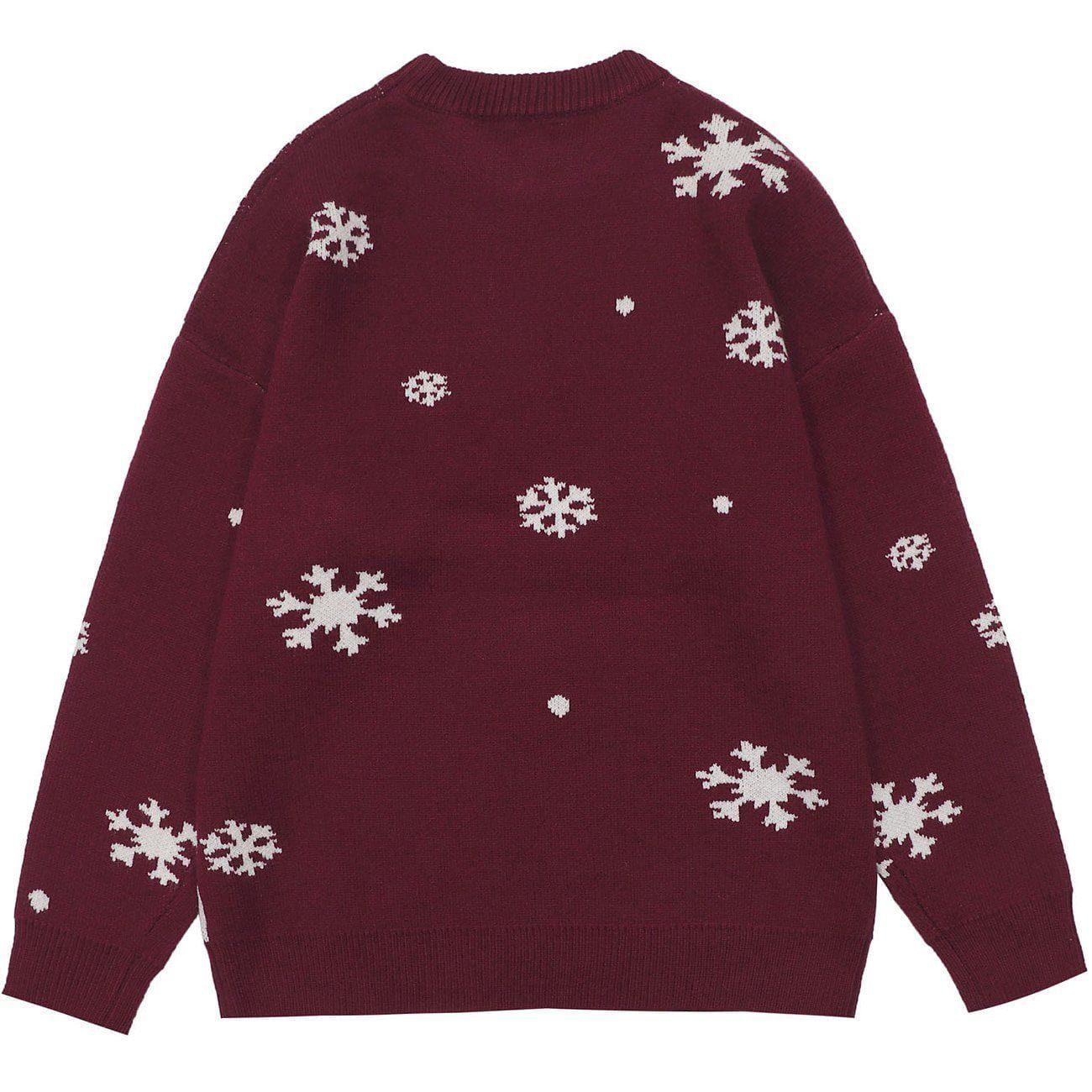 Aelfric Eden Snowflake Cartoon Fawn Pattern Knit Sweater sold by Aelfric Eden product image thumbnail 2