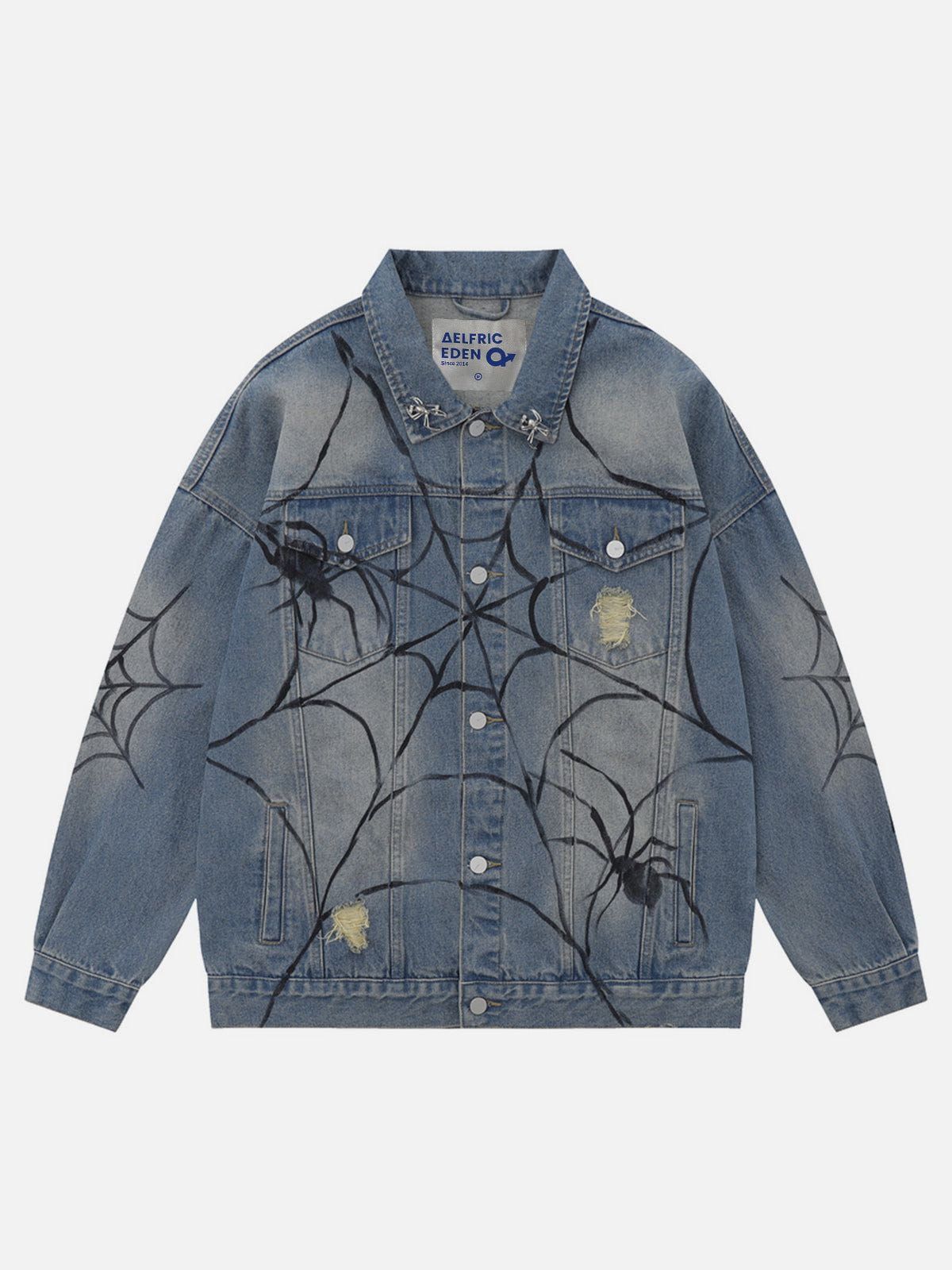 Aelfric Eden Spider Distressed Denim Jacket sold by Aelfric Eden product image thumbnail 2