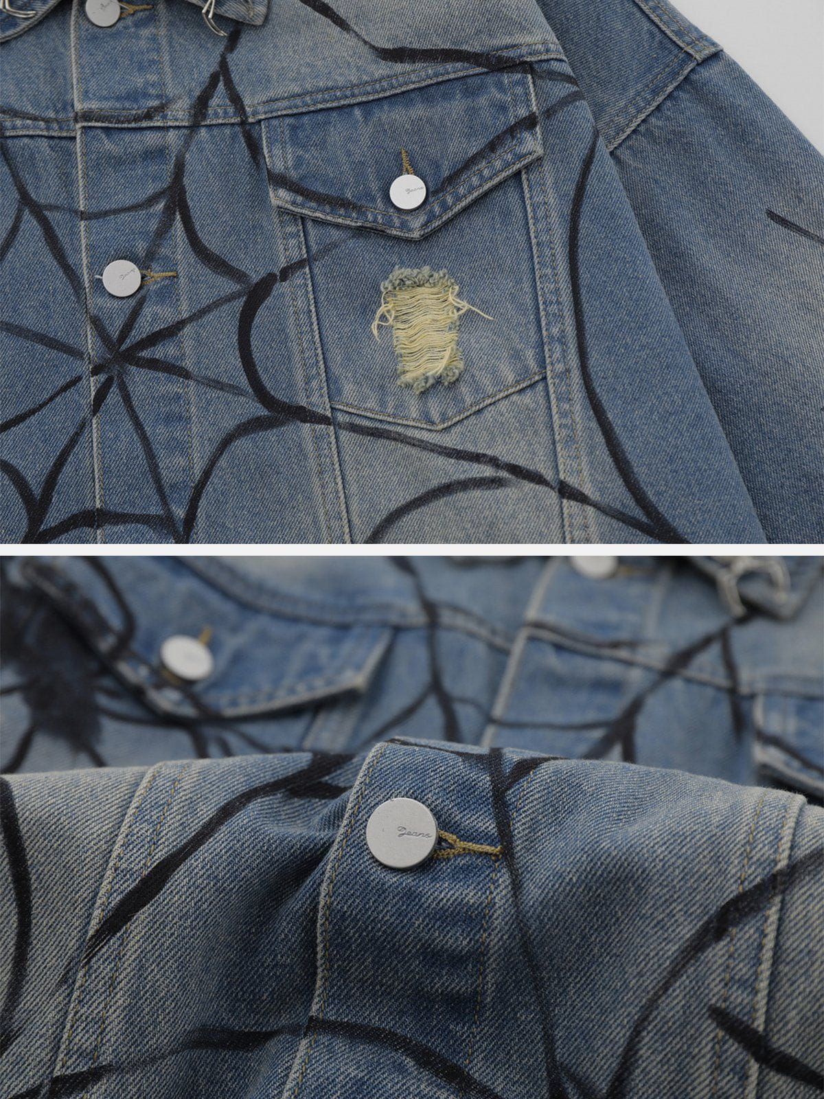 Aelfric Eden Spider Distressed Denim Jacket sold by Aelfric Eden product image thumbnail 4
