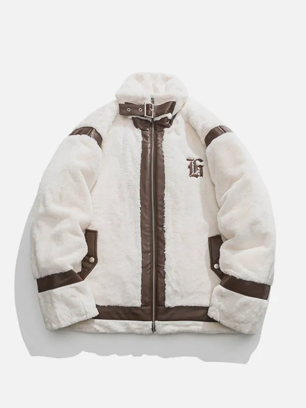 Aelfric Eden PU Leather Patchwork Sherpa Coat sold by Aelfric Eden