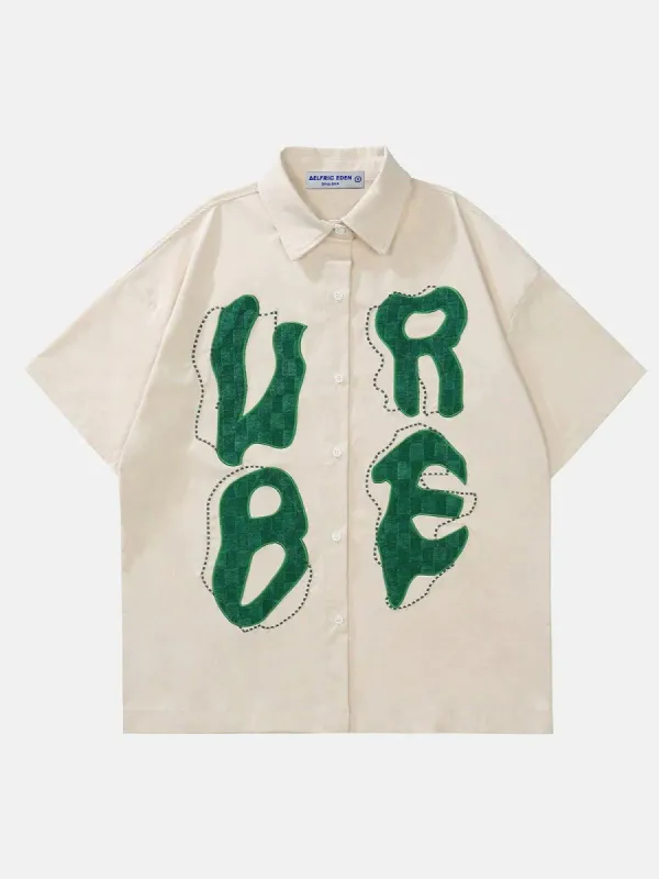 Aelfric Eden Embroidered Letters Short Sleeve Shirt sold by Aelfric Eden