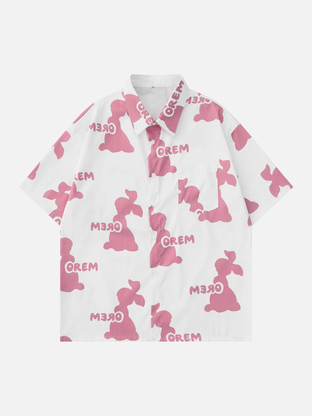 Irregular Symmetrical Cartoon Rabbit Print Short Sleeve Shirts sold by Aelfric Eden product image thumbnail 3