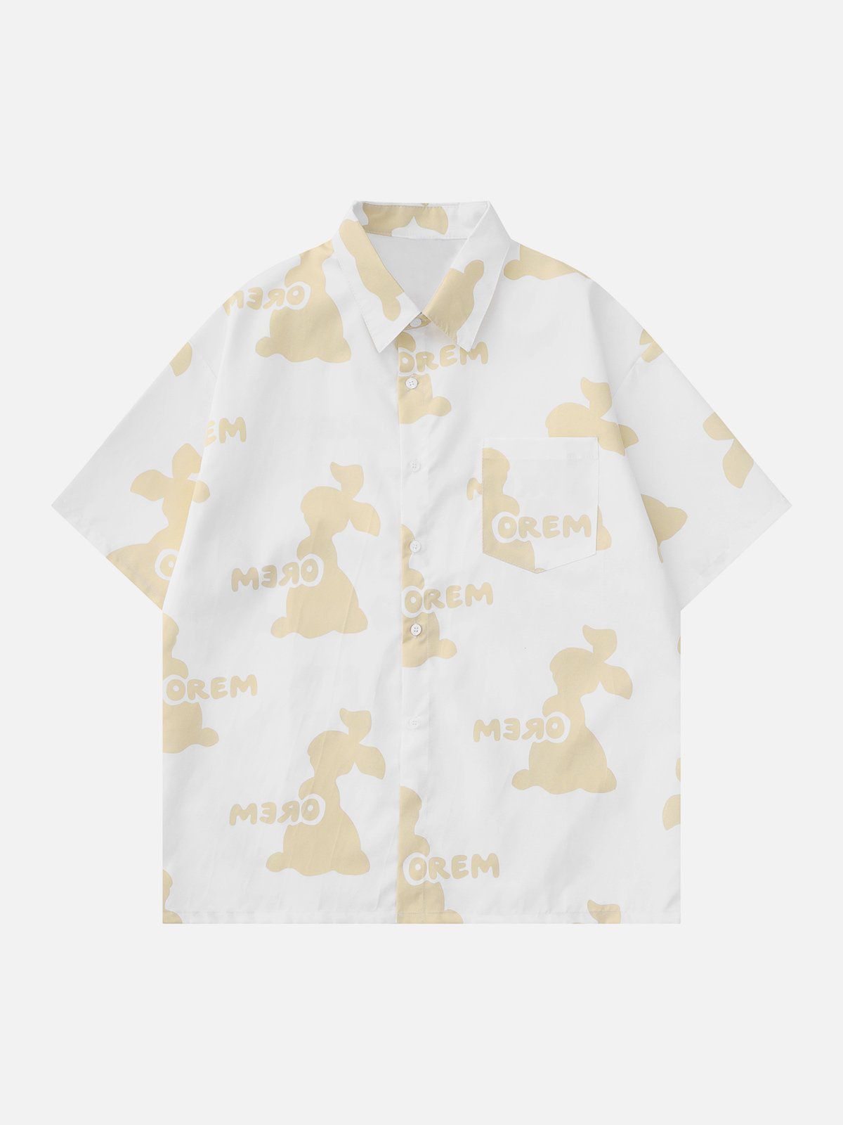 Irregular Symmetrical Cartoon Rabbit Print Short Sleeve Shirts sold by Aelfric Eden product image thumbnail 5