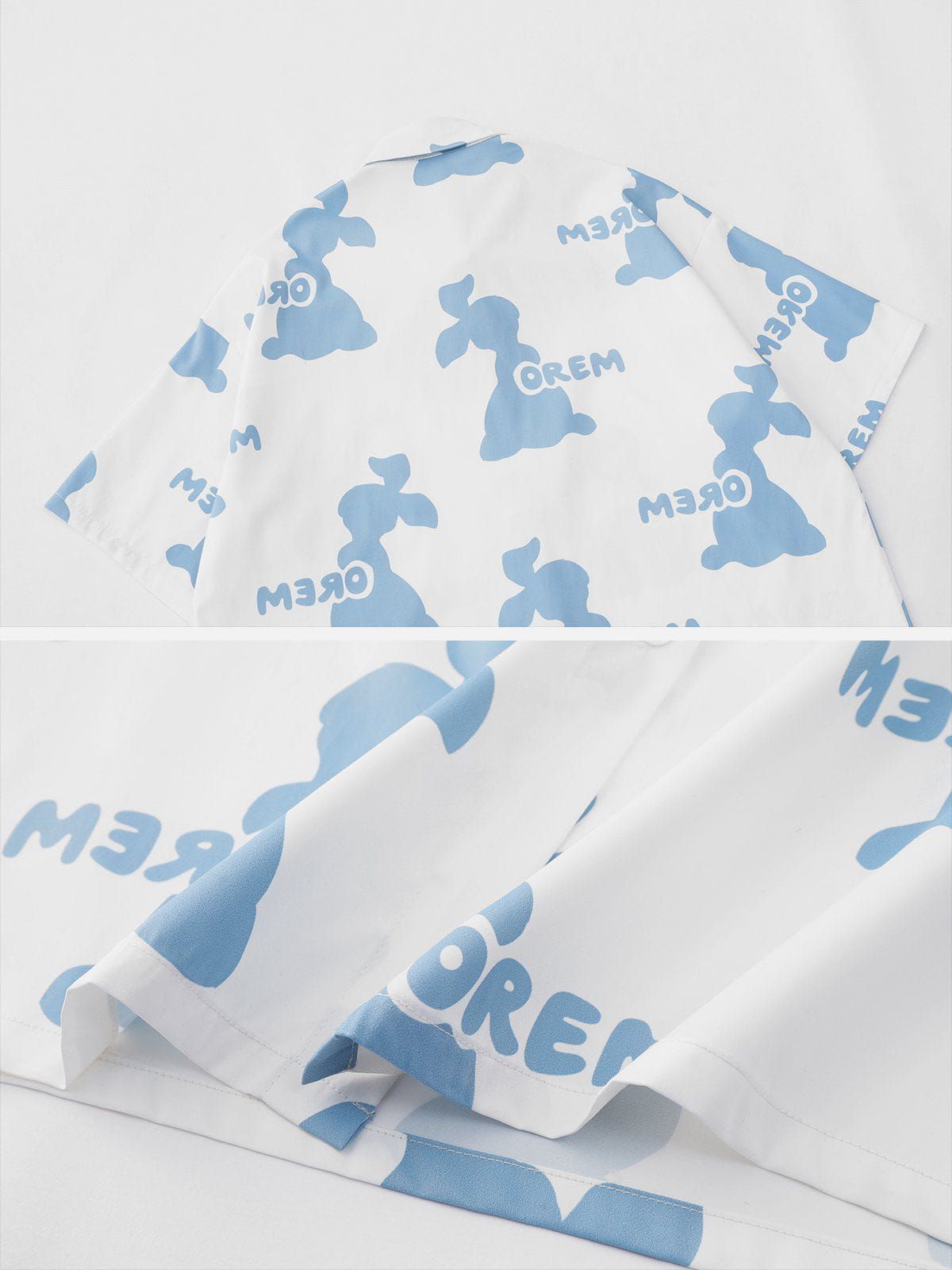 Irregular Symmetrical Cartoon Rabbit Print Short Sleeve Shirts sold by Aelfric Eden product image thumbnail 8