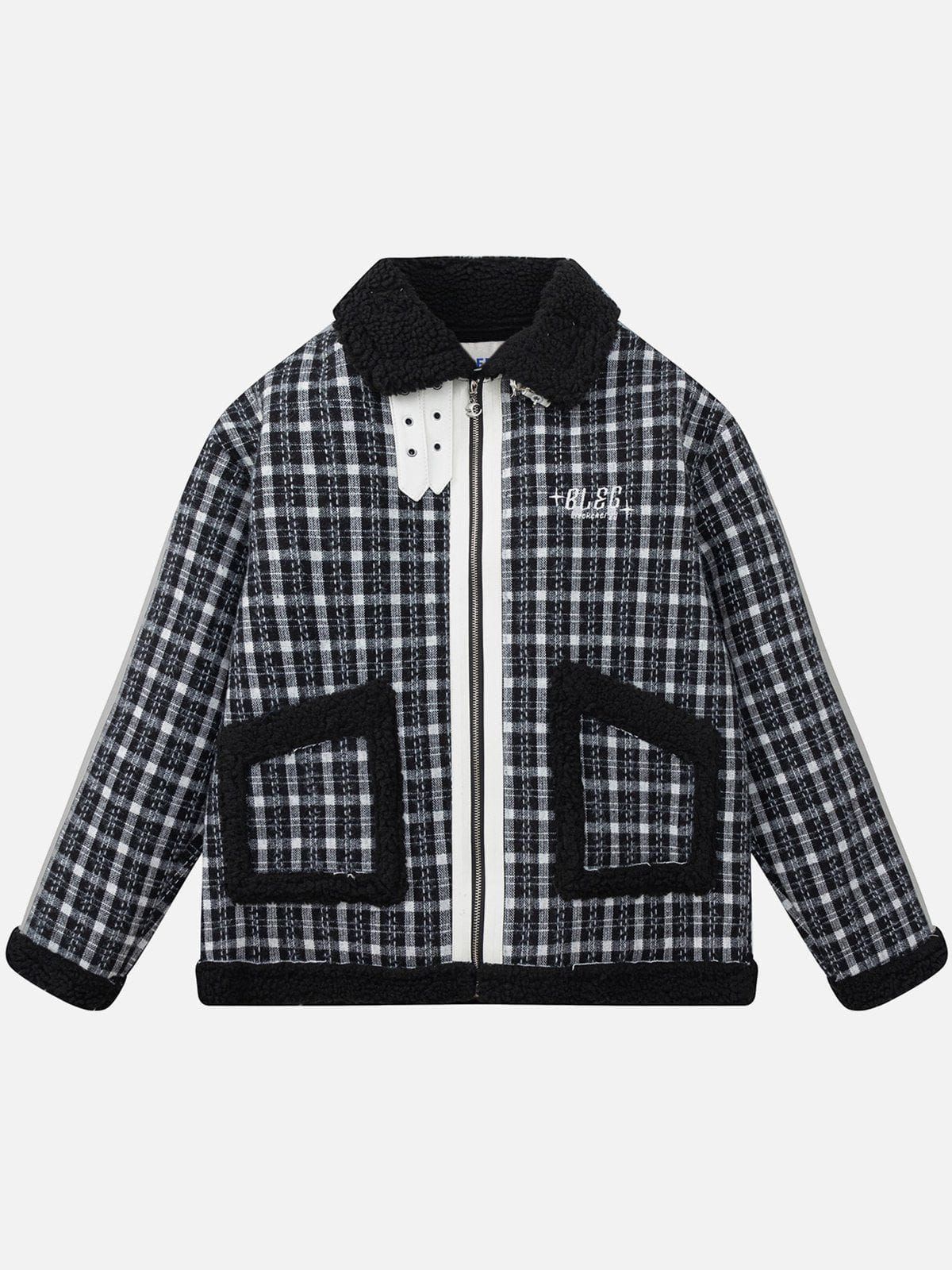 Aelfric Eden Sherpa Patchwork Plaid Winter Coat sold by Aelfric Eden