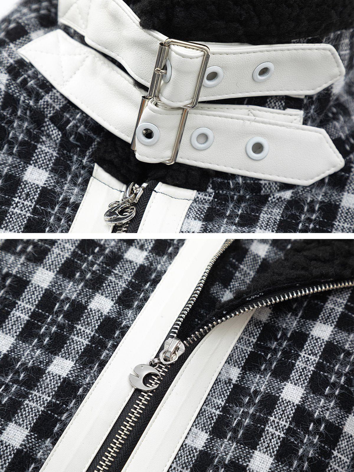 Aelfric Eden Sherpa Patchwork Plaid Winter Coat sold by Aelfric Eden product image thumbnail 3