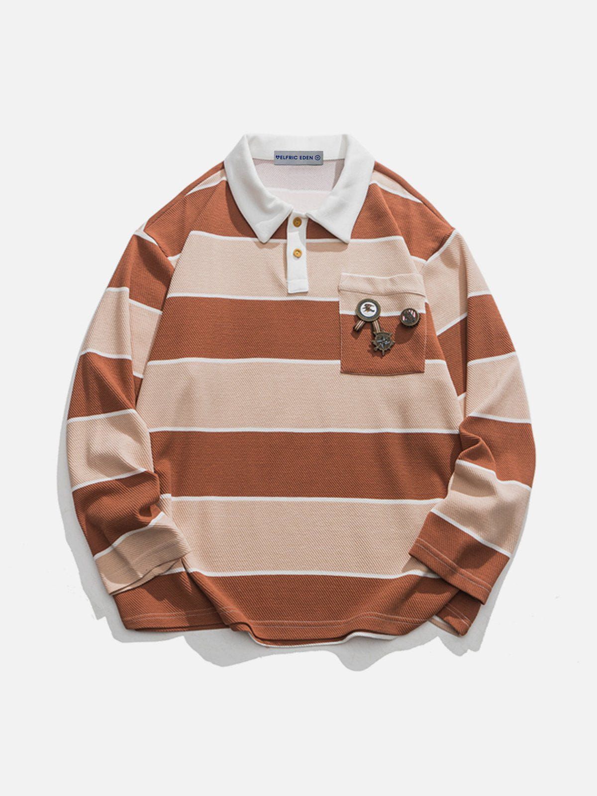 Aelfric Eden Badge Vintage Stripe Polo Sweatshirt sold by Aelfric Eden
