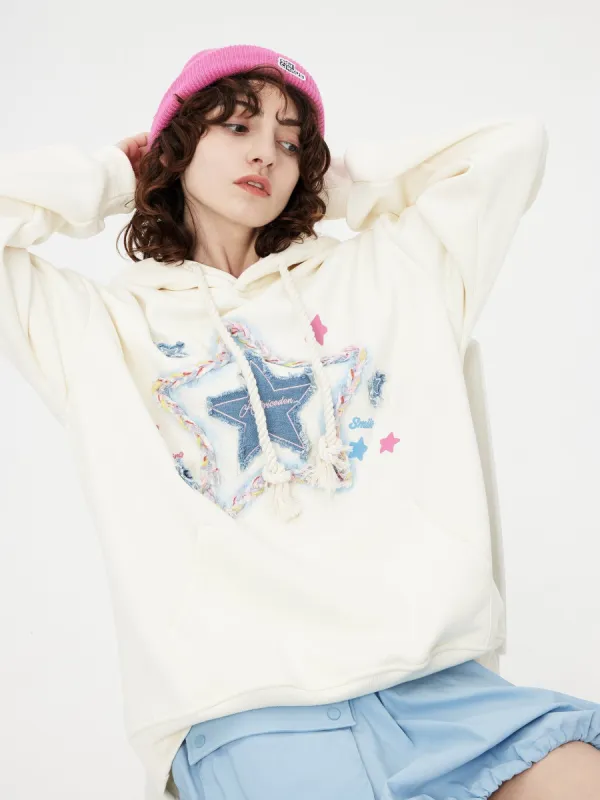 Aelfric Eden Denim Star Applique Hoodie sold by Aelfric Eden